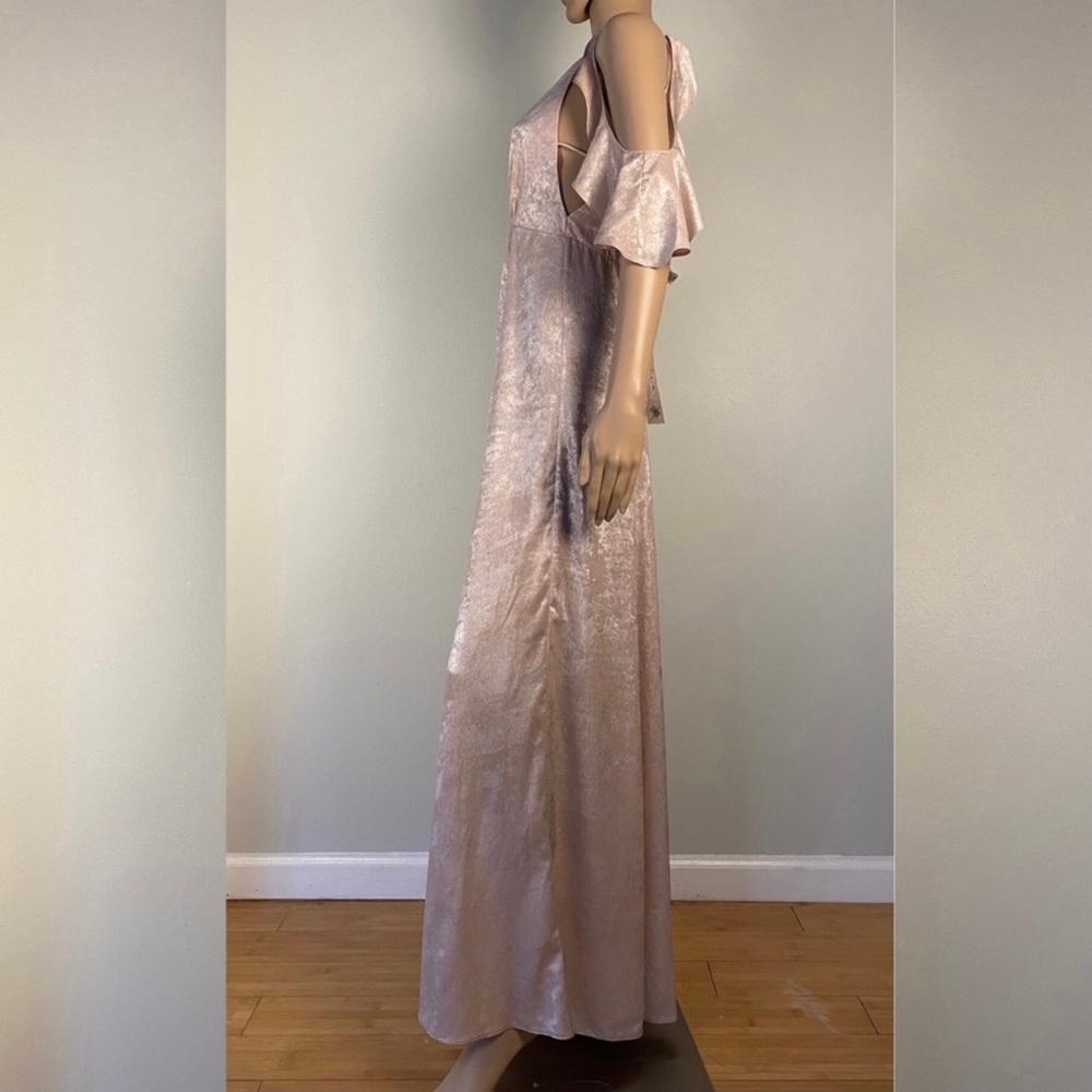 NEW TOPSHOP FOIL COLD-SHOULDER MAXI DRESS - Picture 5 of 8